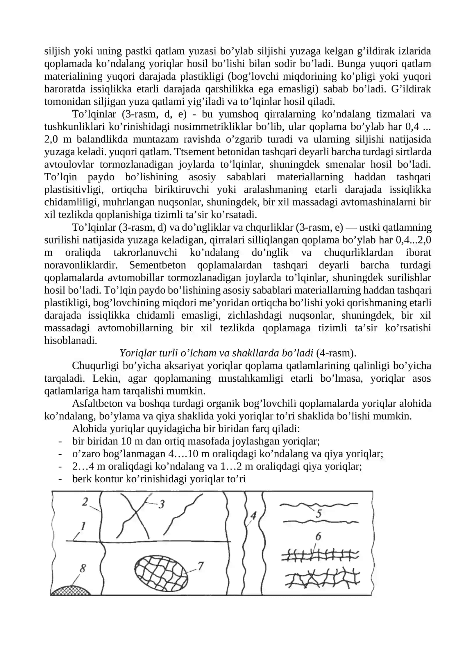 Avtomobil yo’llari deformatsiyalari, buzilishlari va holati nuqsonlari 4