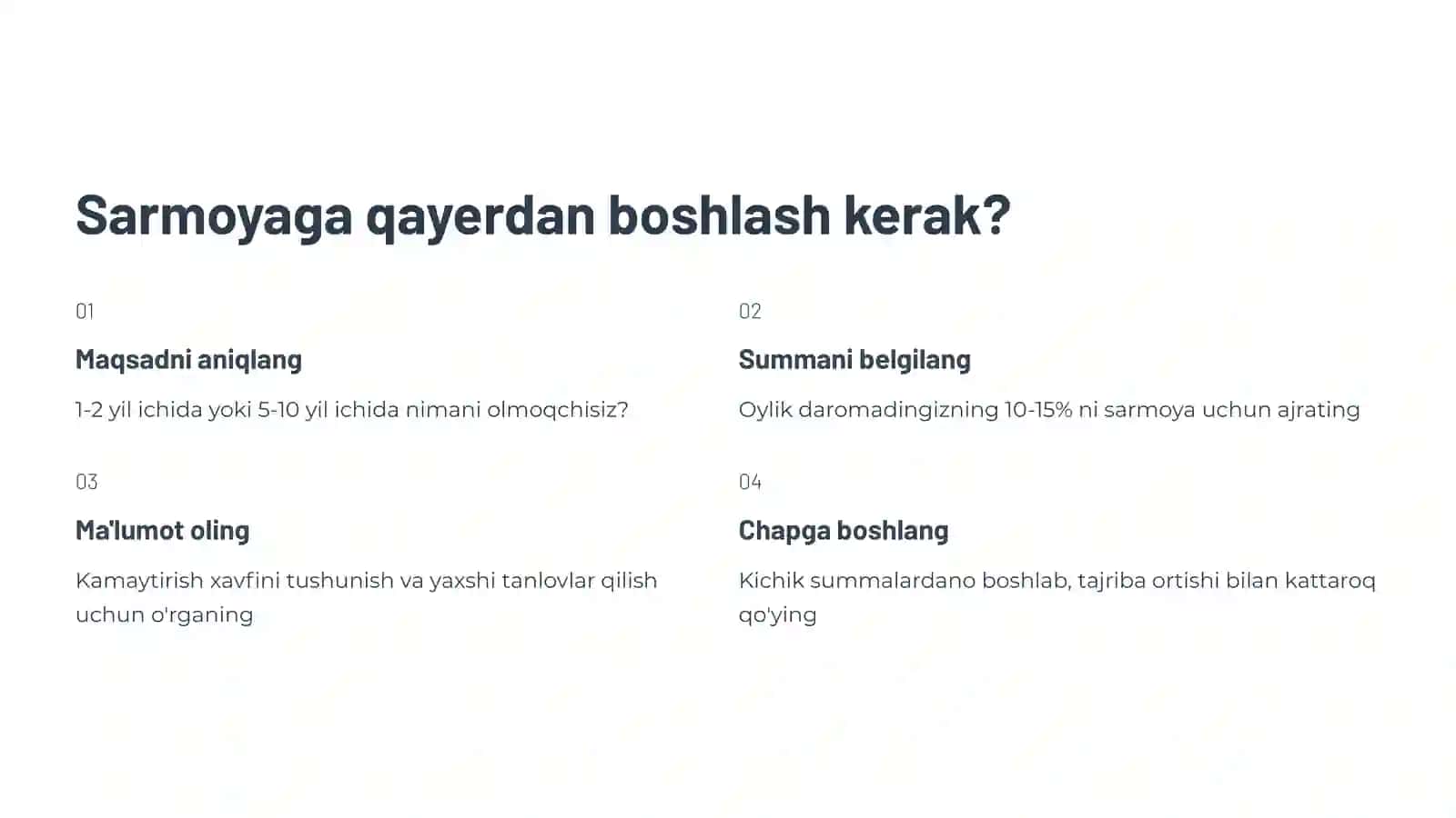 Kelajak uchun Sarmoyalar Kiritish 4
