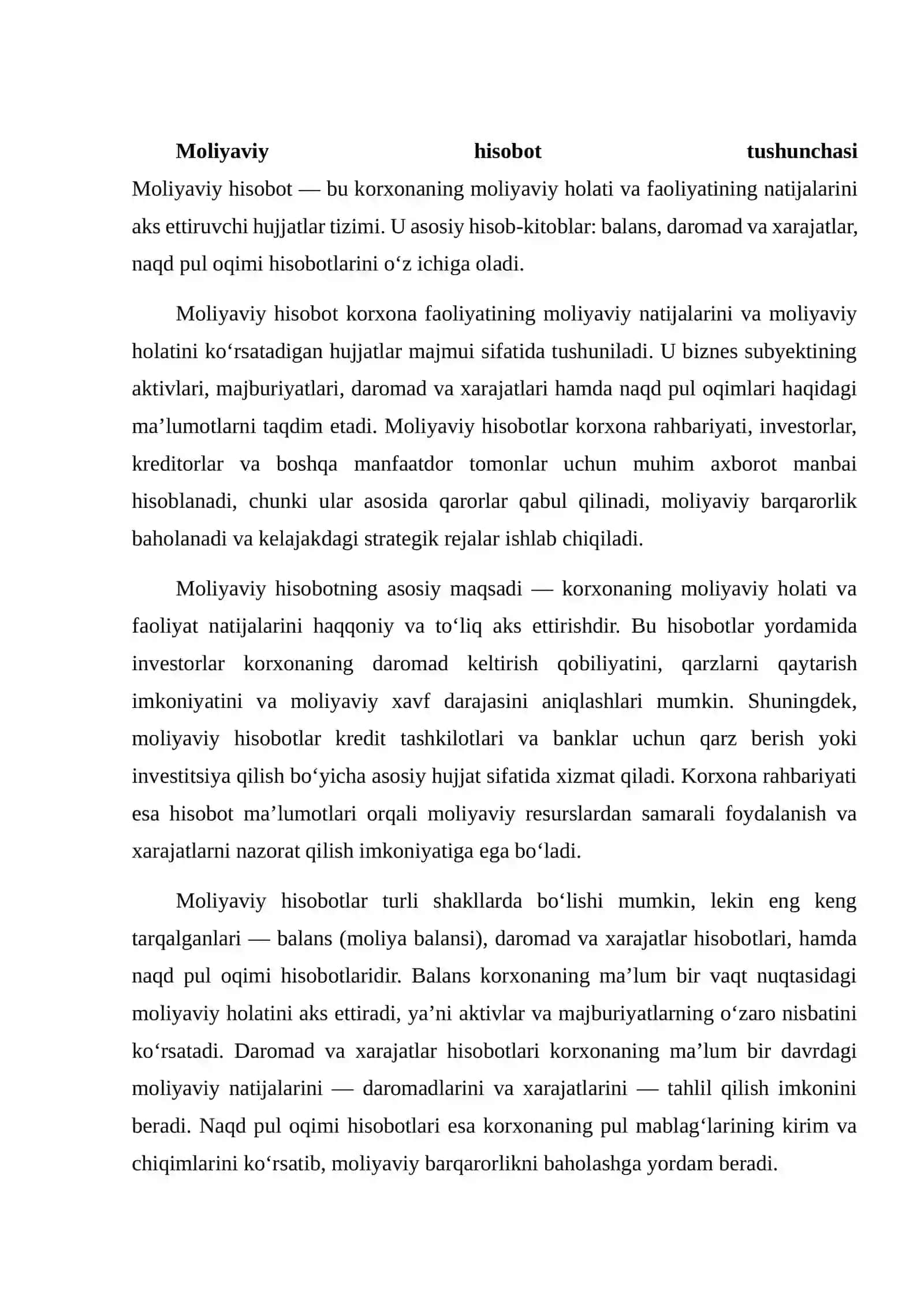 MOLIYAVIY HISOBOTNING SHAFFOFLIGI VA ISHONCHLILIGI 4