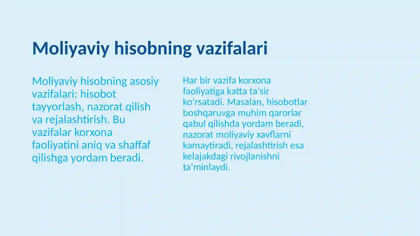 Moliyaviy hisobning asosiy maqsadi 4