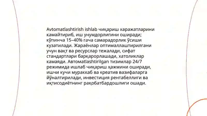 Avtomatlashtirishning jamiyat, ijtimoiy va iqtisodiy taraqqiyotidagi roli 4