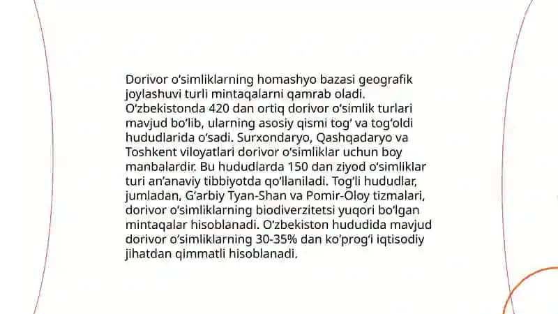 O'zbekistonda dorivor o'simliklarning umumiy holati 4
