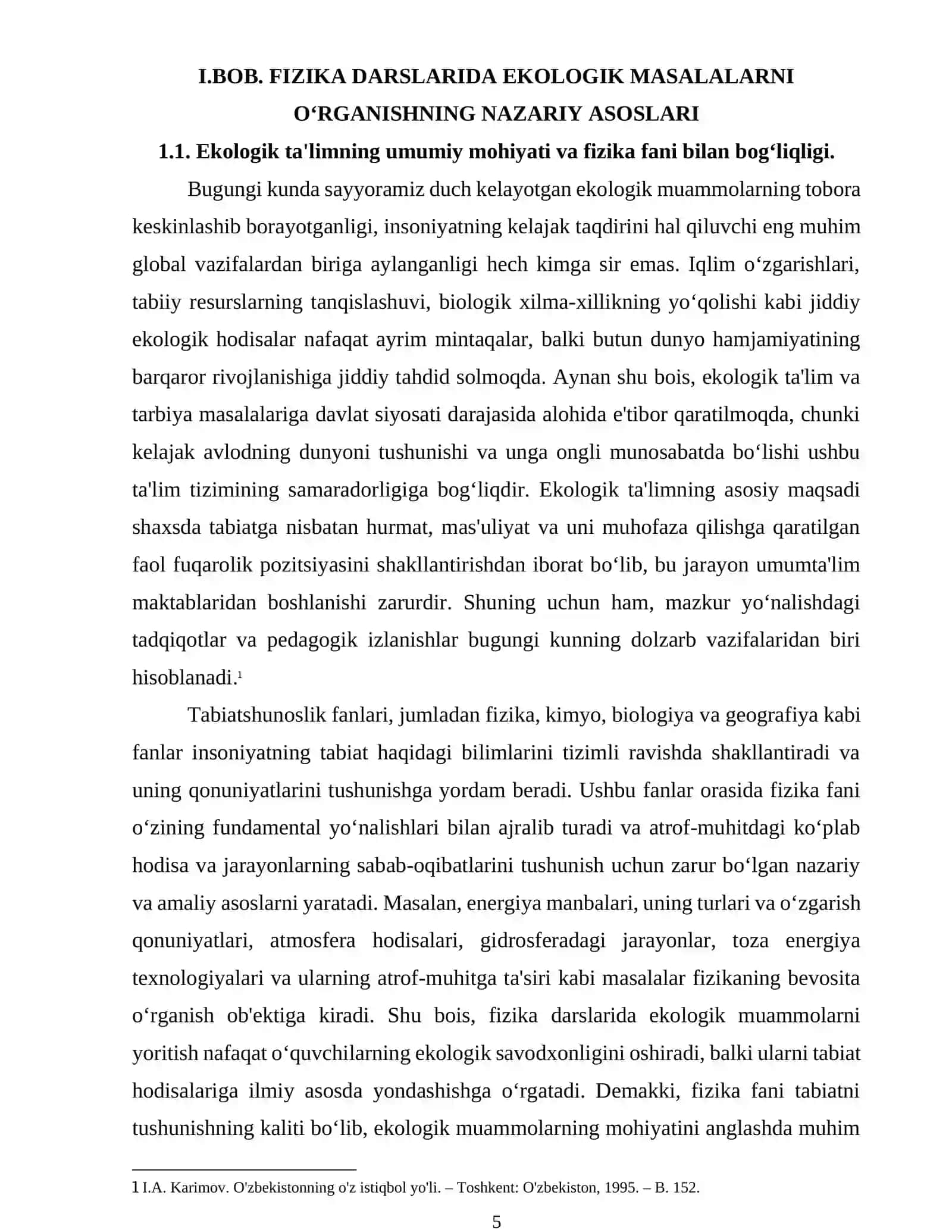 Ekologik muammolarni fizika darslarida o‘qitish metodikasi 4