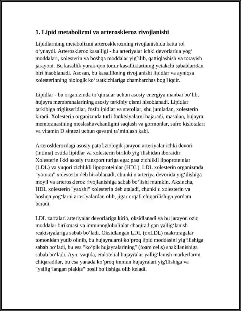 ARTEROSKELROZ KASALLIGI RIVOJLANISHINING BIOKIMYOVIY ASOSLARI 4