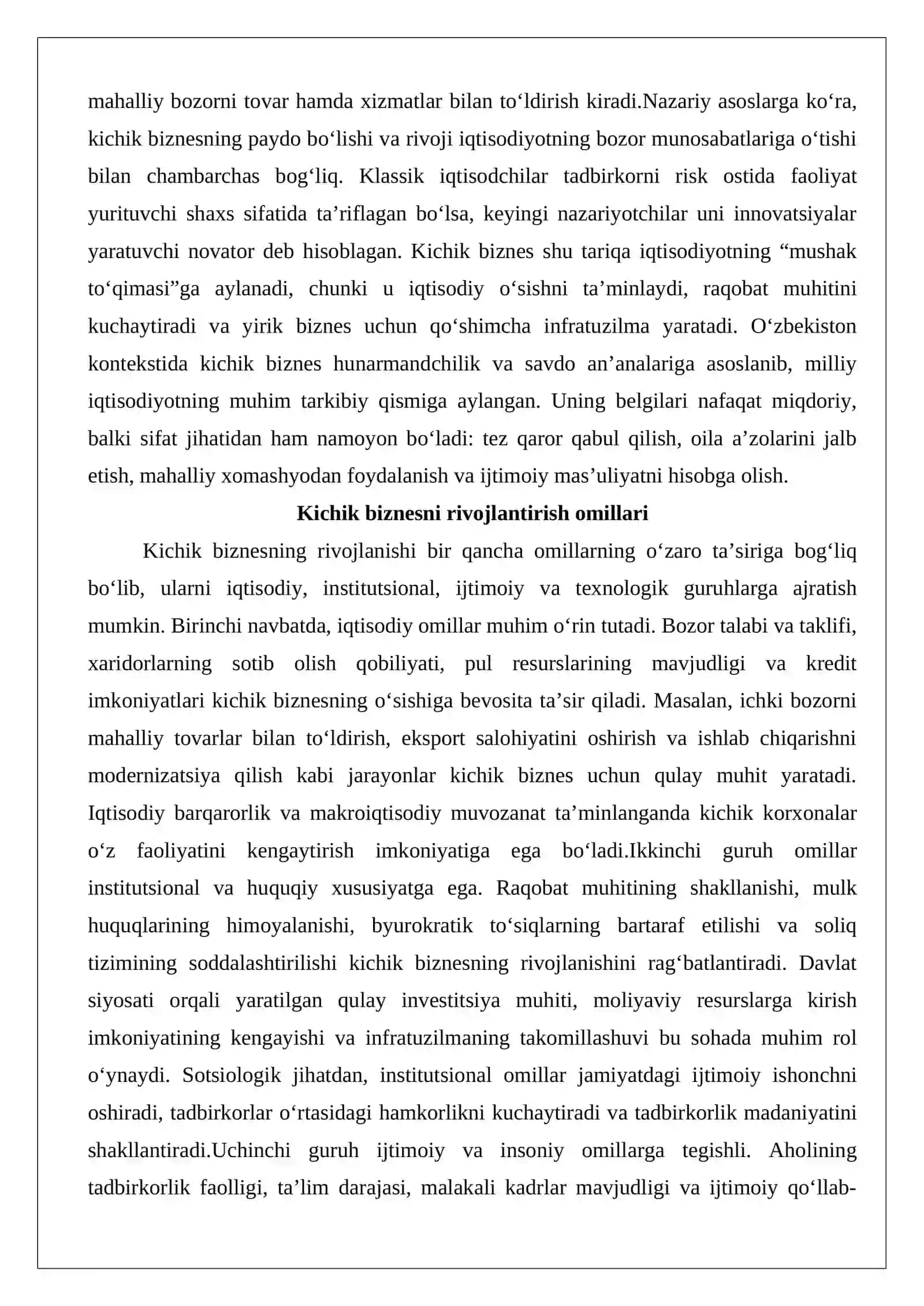 O‘zbekistonda kichik biznesni rivojlanish darajasi va tendensiyalarini modellashtirish va bashoratlash 4