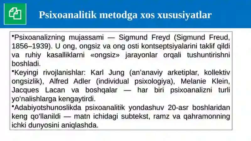 Psixoanalitik Metodga Xosxususiyatlar Abdulla Qahhorning sarob romani 4