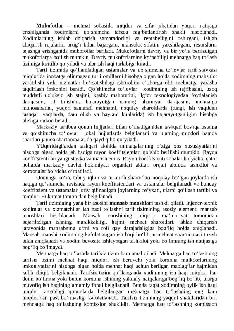 MEHNATGA HAQ TO‘LASH. KAFOLATLI TO‘LOVLAR VA KOMPENSATSIYA TO‘LOVLARI 4
