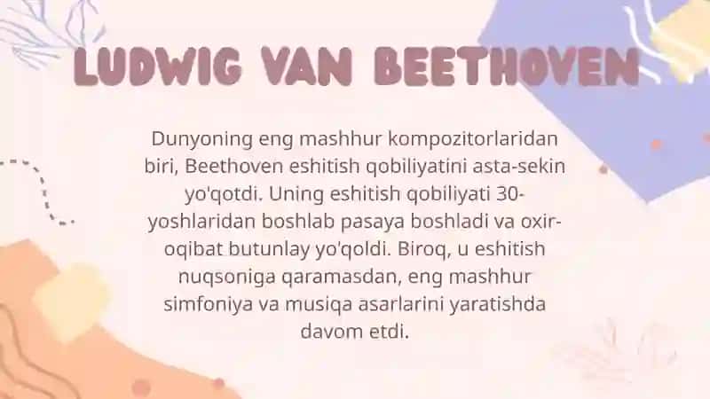 Aiopva zumradning Maxsus pedagogika fanidan “eshitishda nuqsoni bor mashxurlar” mavzusida tayyorlagan taqdimoti 4
