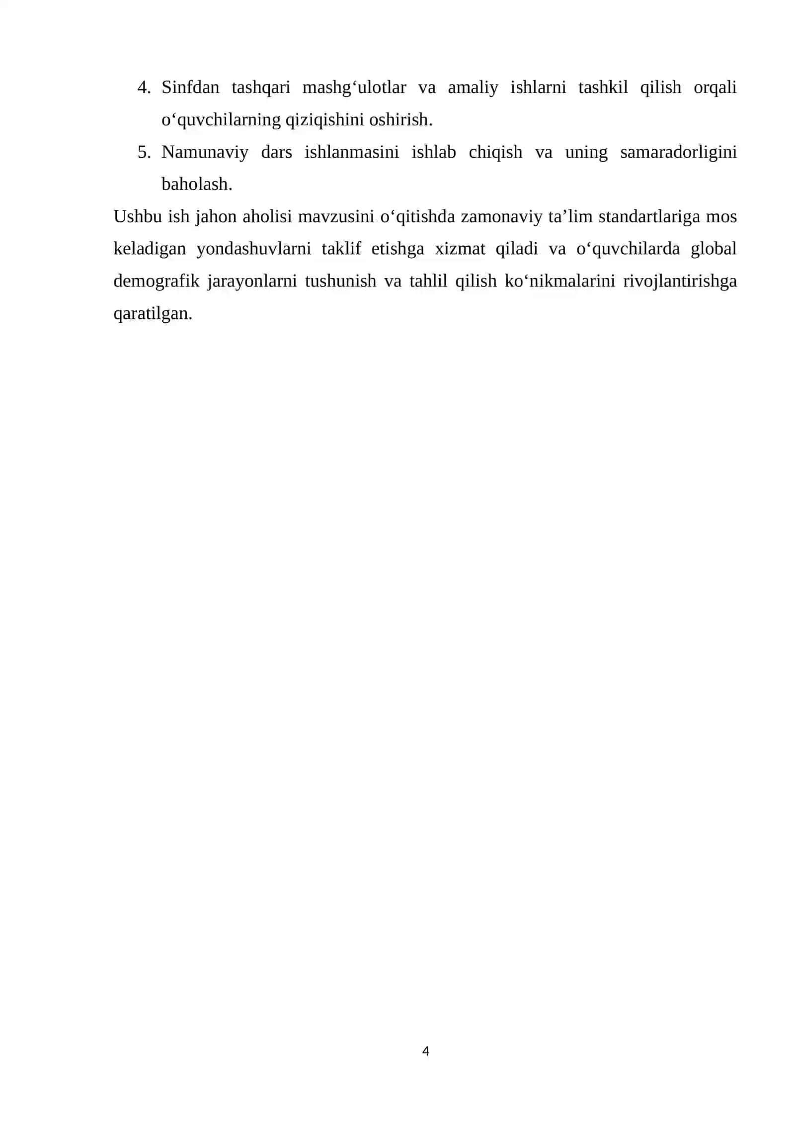 Geografiya va Tabiiy fan o’qitish metodikasi kursi 4