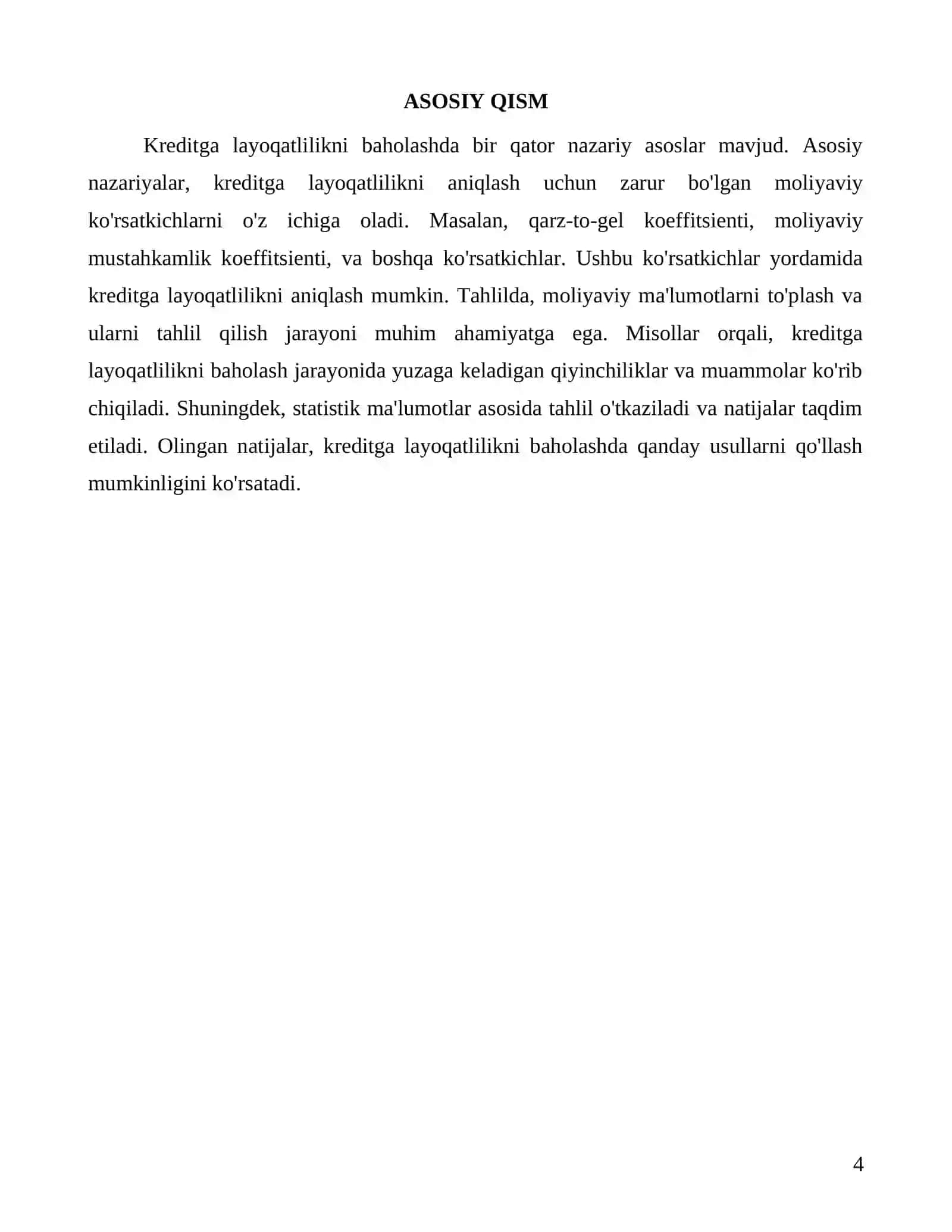Kreditga layoqatlilikni baholash usullari va tahlili 4