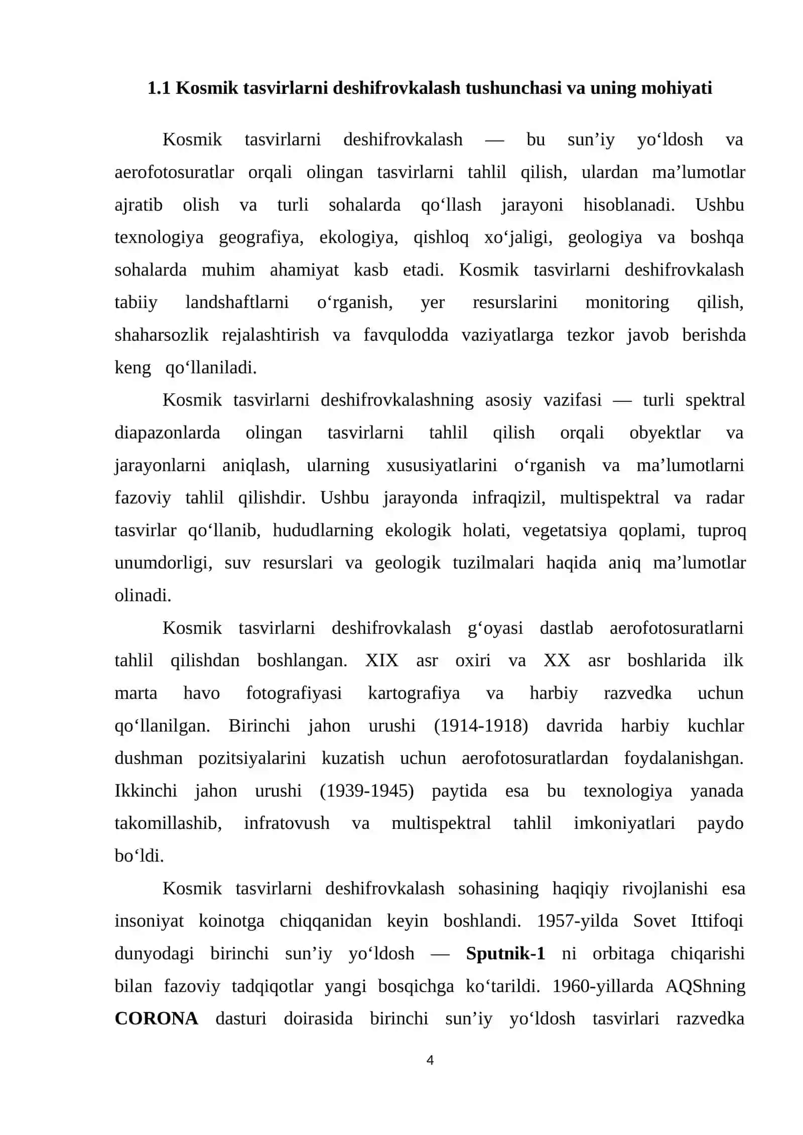 KOSMIK TASVIRLARNI DESHIFROVKALASH MATERIALLARI ORQALI YER RESURSLARINI MONITORING QILISH 4