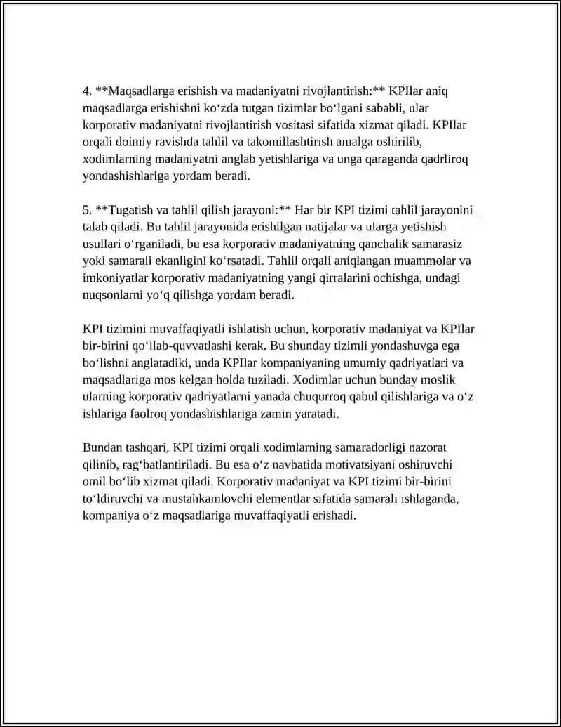 KPI TIZIMINING KORPORATIV MADANIYAT VA XODIMLAR MOTIVATSIYASIGA TA'SIRI 4