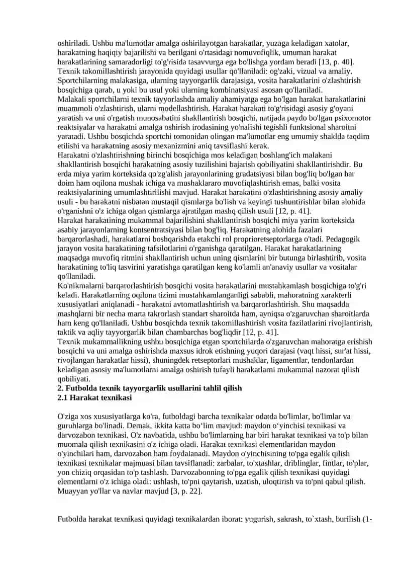 Futbolda texnik usullariga urgatishda uziga xosligi 4