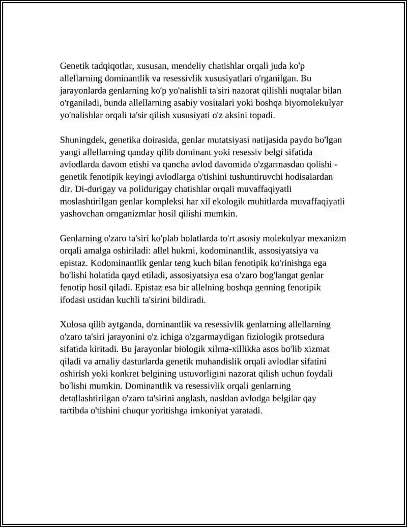 DI- VA POLIDURAGAY CHATISHTIRISH.ALLEL BÒLGAN GENLARNING ÒZARO TA'SIRI 4