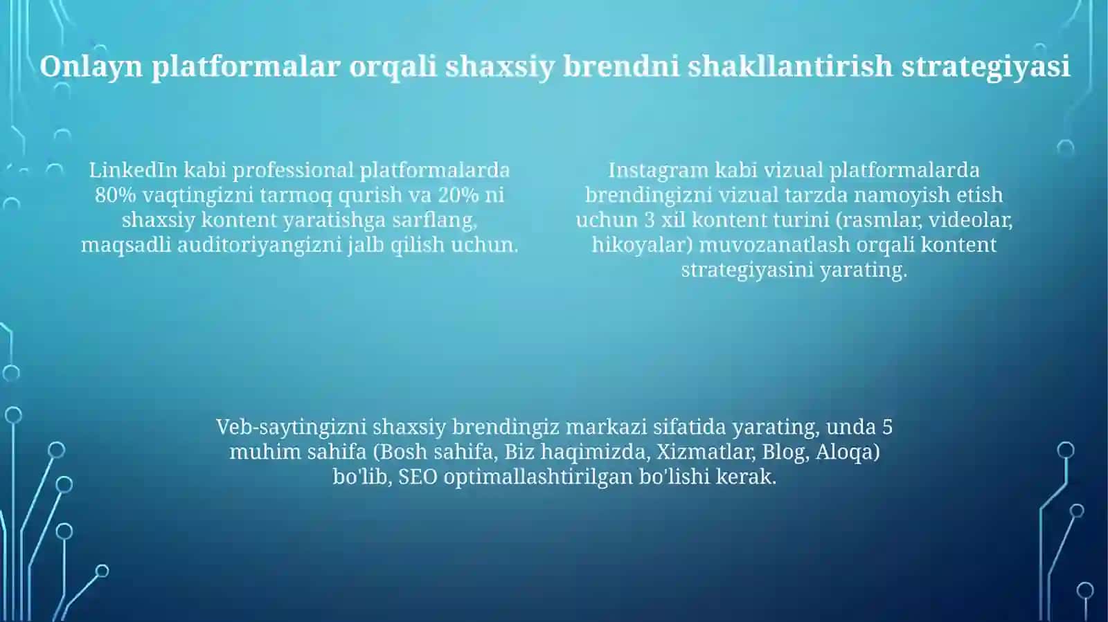 Shaxsiy brendni shakllantirish: imkoniyatlar va xatarlar 4