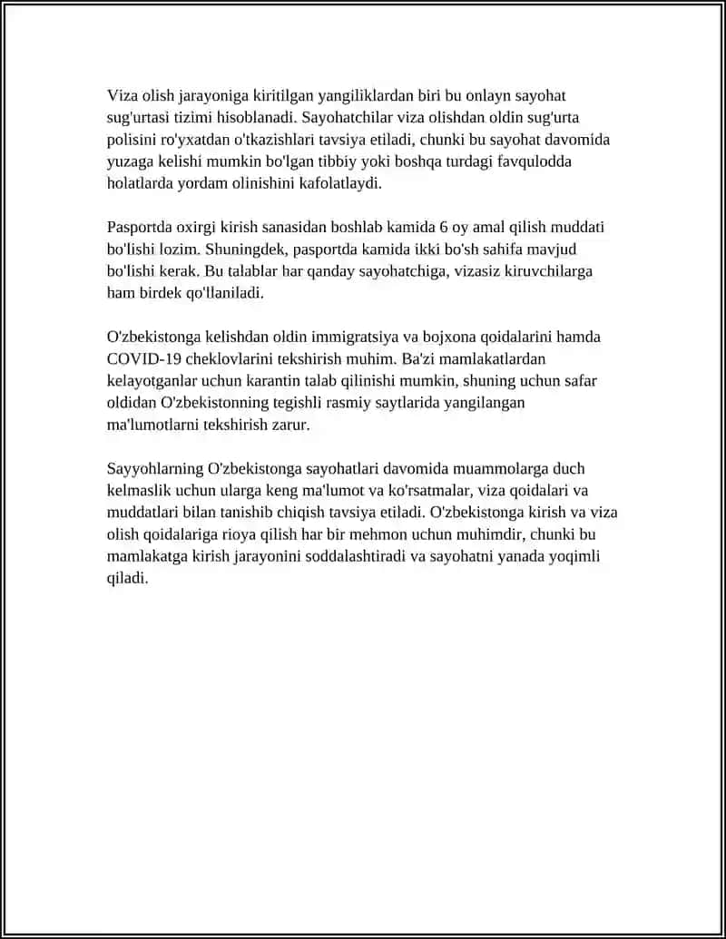 O'ZBEKISTONGA XUSH KELIBSIZ(SAYYOHLAR UCHUN) 4