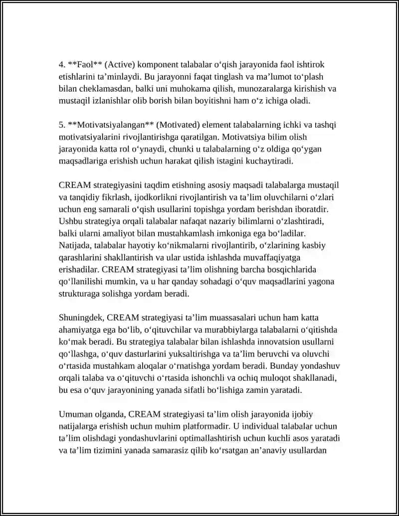 TA’LIM OLISH UCHUN CREAM STRATEGIYASI 4