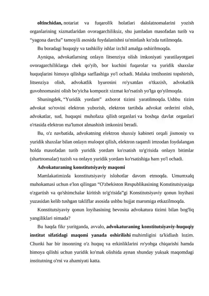 Advokatlarning huquqlari, majburiyatlari va javobgarligi 4