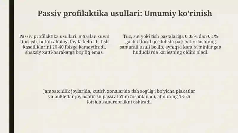Stomotologik profilaktika stomotologik sanitar maorif usullari (passiv) 4