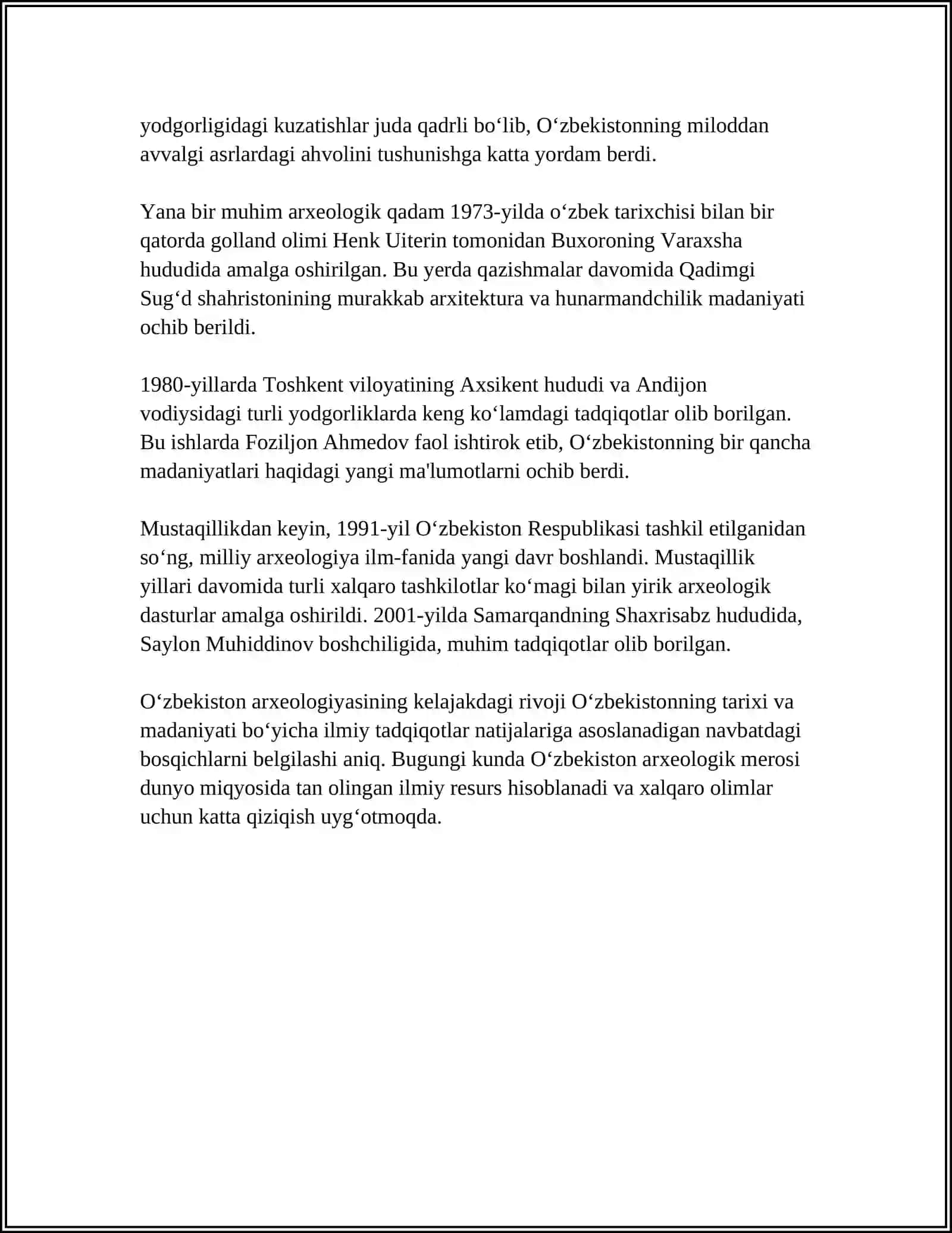 O‘zbekiston arxeologiya fanini rivojlantirish 4