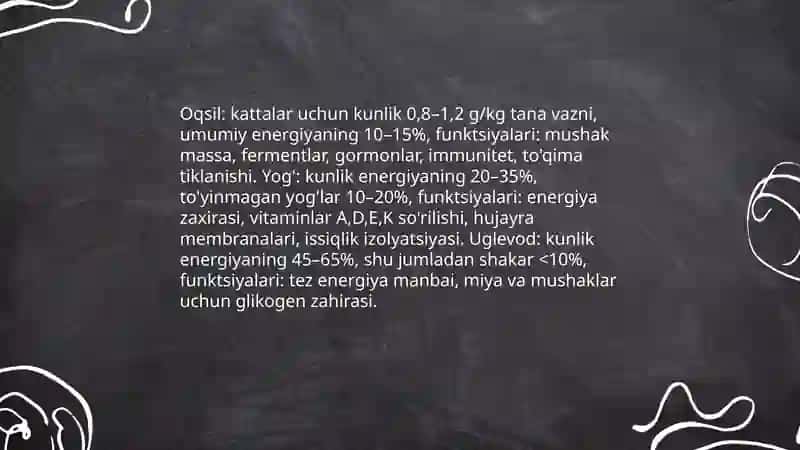 Ovqatlanishning fiziologik me'yorlari 4