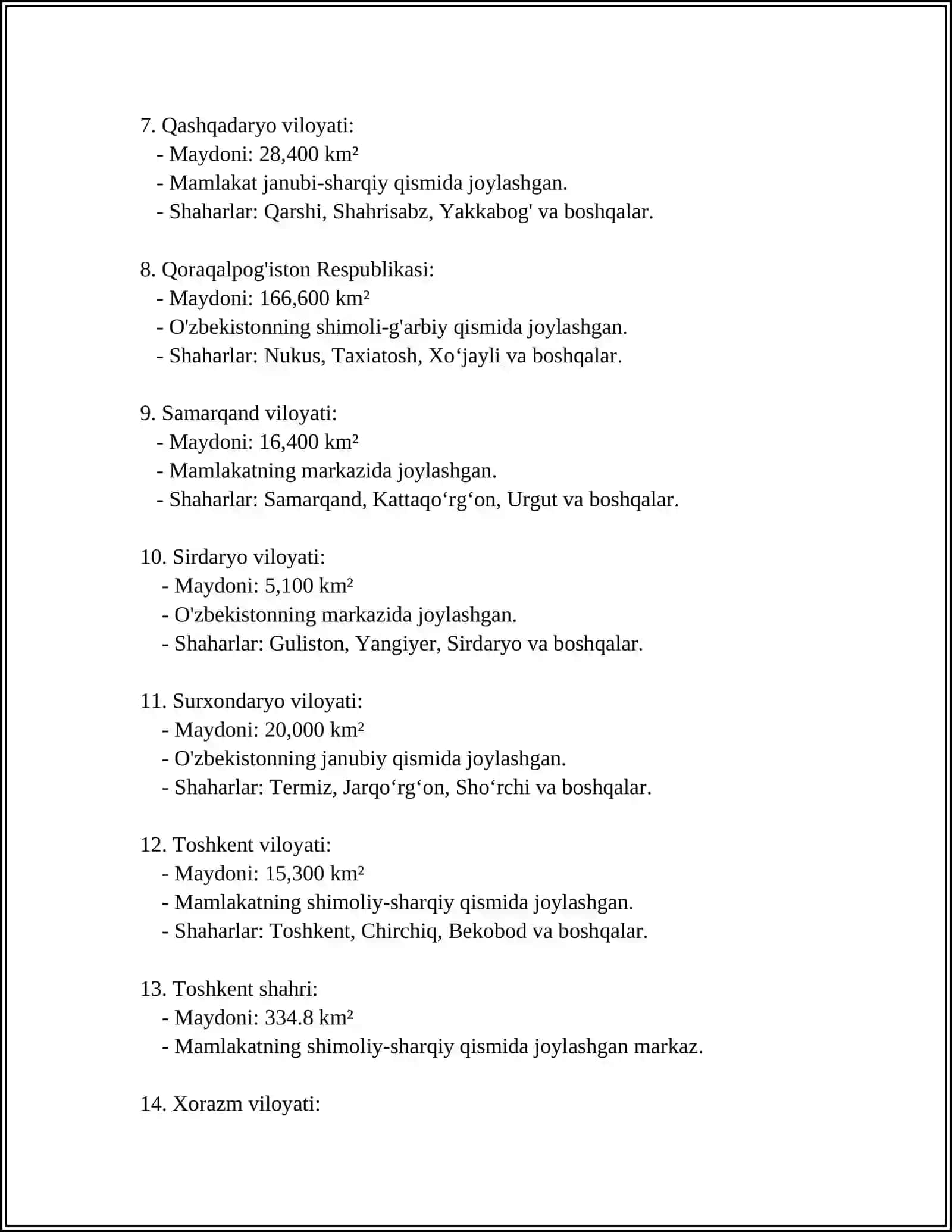 MAMLAKATIMIZ VILOYAT VA TUMANLARI STATISTIKASI 4