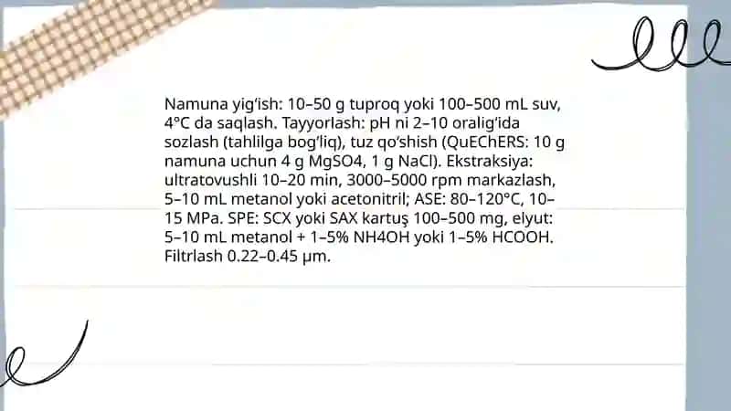 Tuproq va suvdagi ion bog‘lanishli ifloslantiruvchi moddalarni aniqlash va ekologik xavfsiz tozalash usullari 4