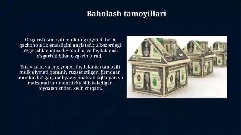 Koʻchmas mulkning bozor qiymatini aniqlash usullari 4