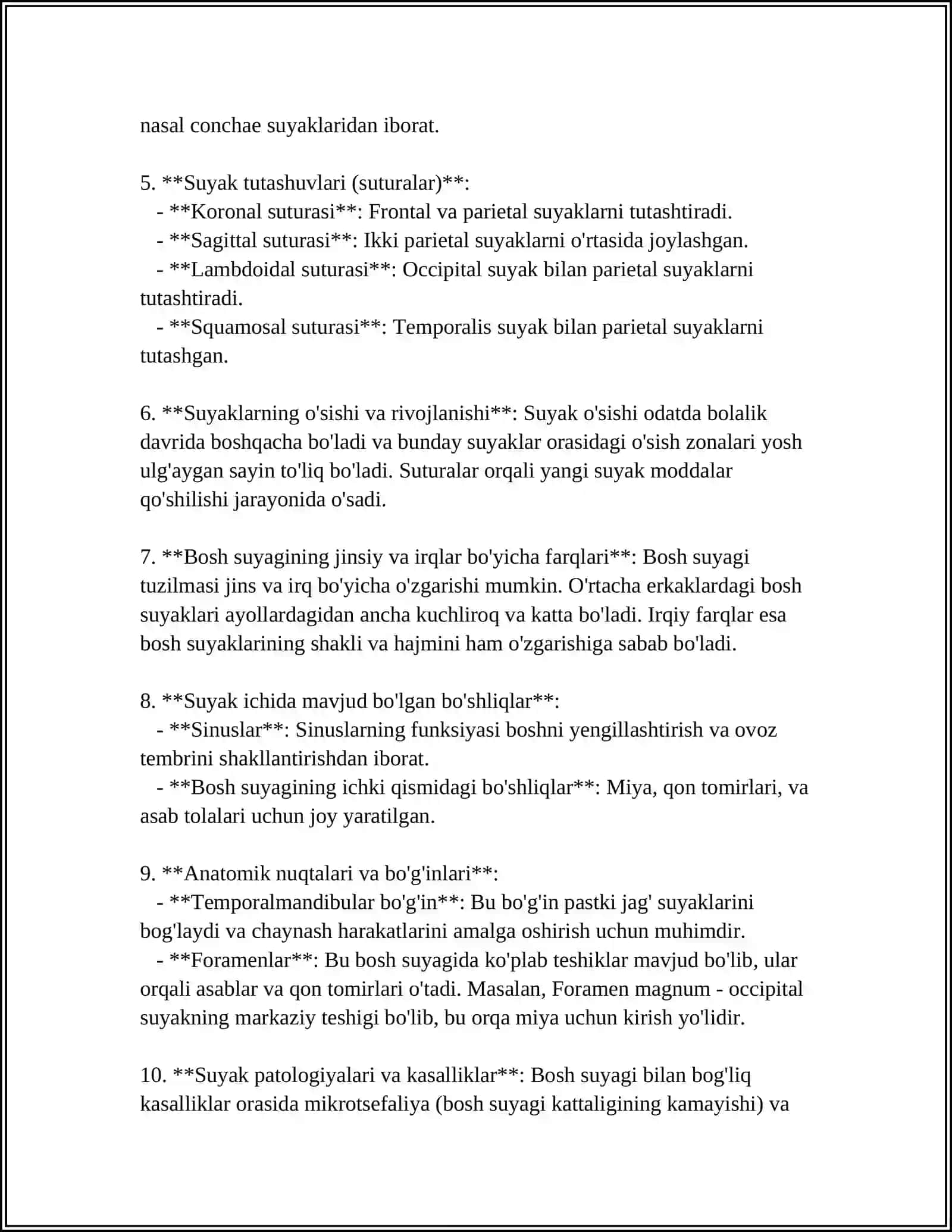 BOSH SKELETI.KALLA SUYAKLARI 4