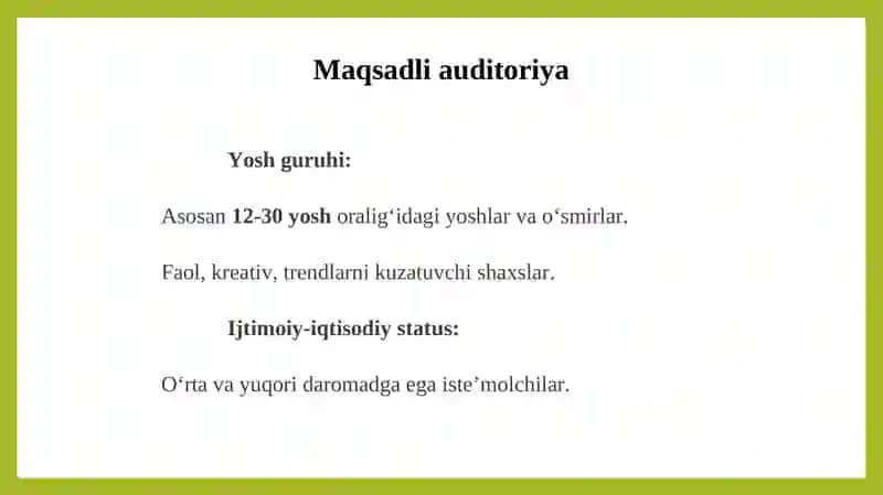 Pepsi brendi raqobat muhiti, maqsadli auditoriyasi va pozitsiyasi tahlili 4