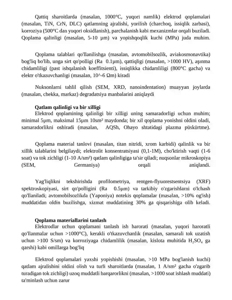 Elektrod va uning qoplamasi, qoplamaga qo'yilgan talablarni o'rganish 4