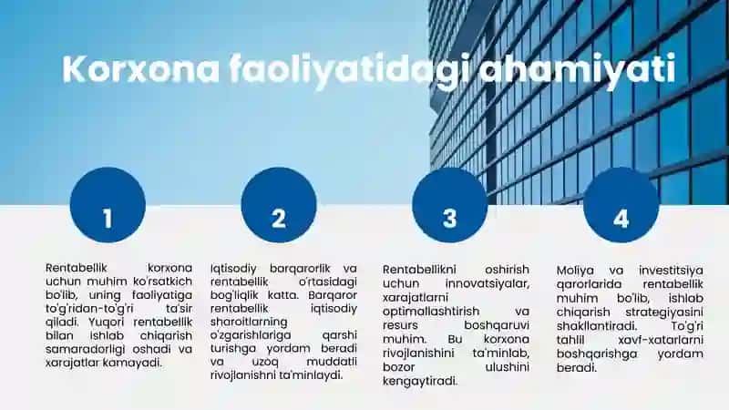 Rentabellik tushunchasi va uning korxona faoliyatidagi ahamiyati 4