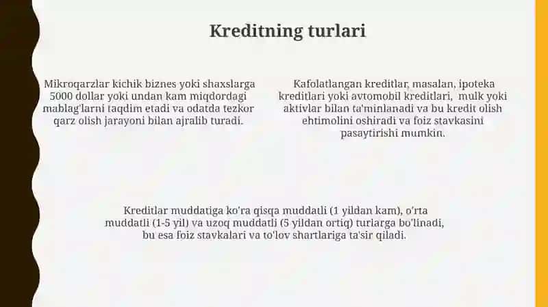 Kreditning zarurligi, funksiyalari, turlari va shakllari 4