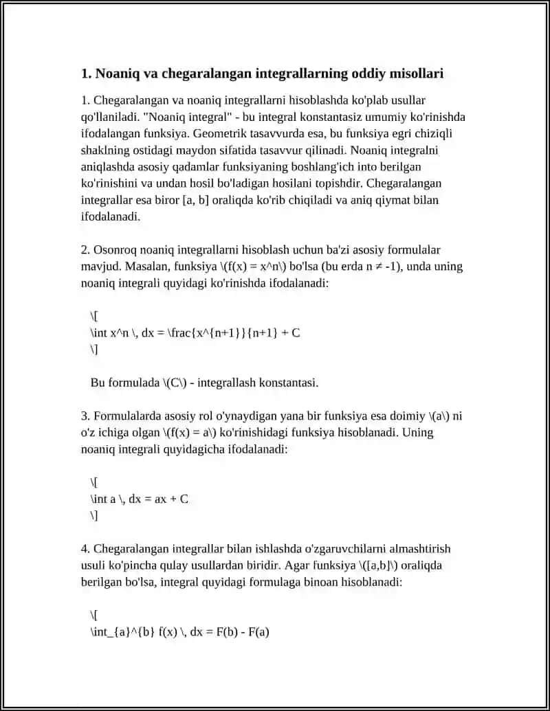 TUR XOSMAS INTEGRALLARNI HISOBLASHGA DOIR MISOLLAR 4