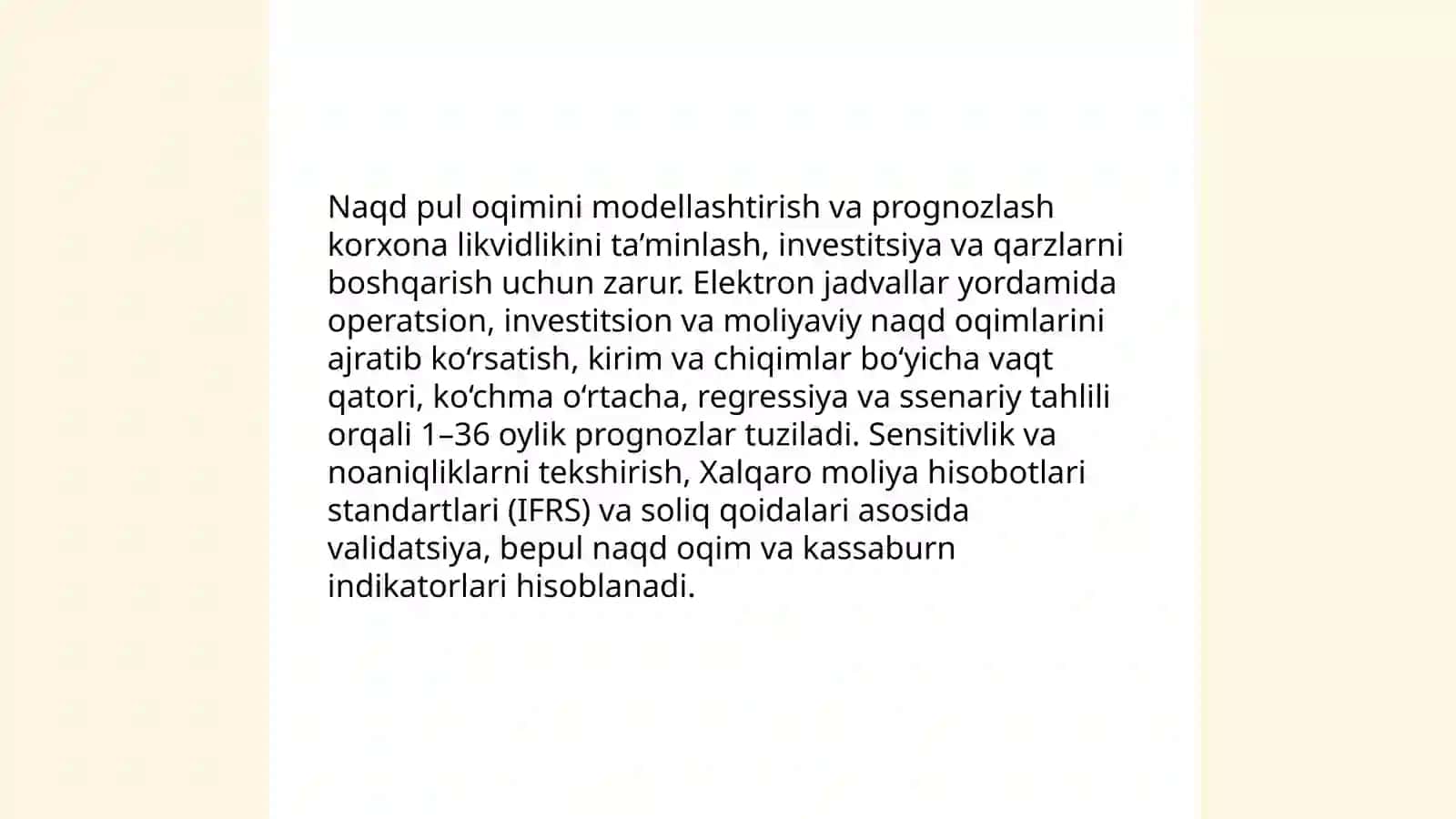 Iqtisodiyot va moliya sohasidagi amaliy vazifalarni yechish uchun elektron jadvallardan foydalanish 4