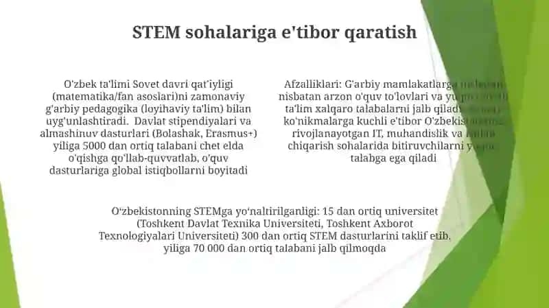 Oʻzbekiston Respublikasi ta'lim tizimining afzalligi va oʻziga xosligi 4
