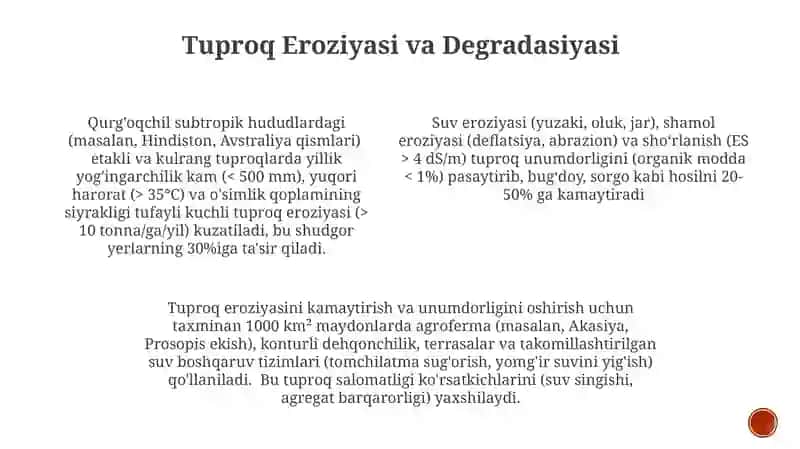 Quruq subtropiklarning togʻ oldi va bo'z tuproqlarni o'rganish 4