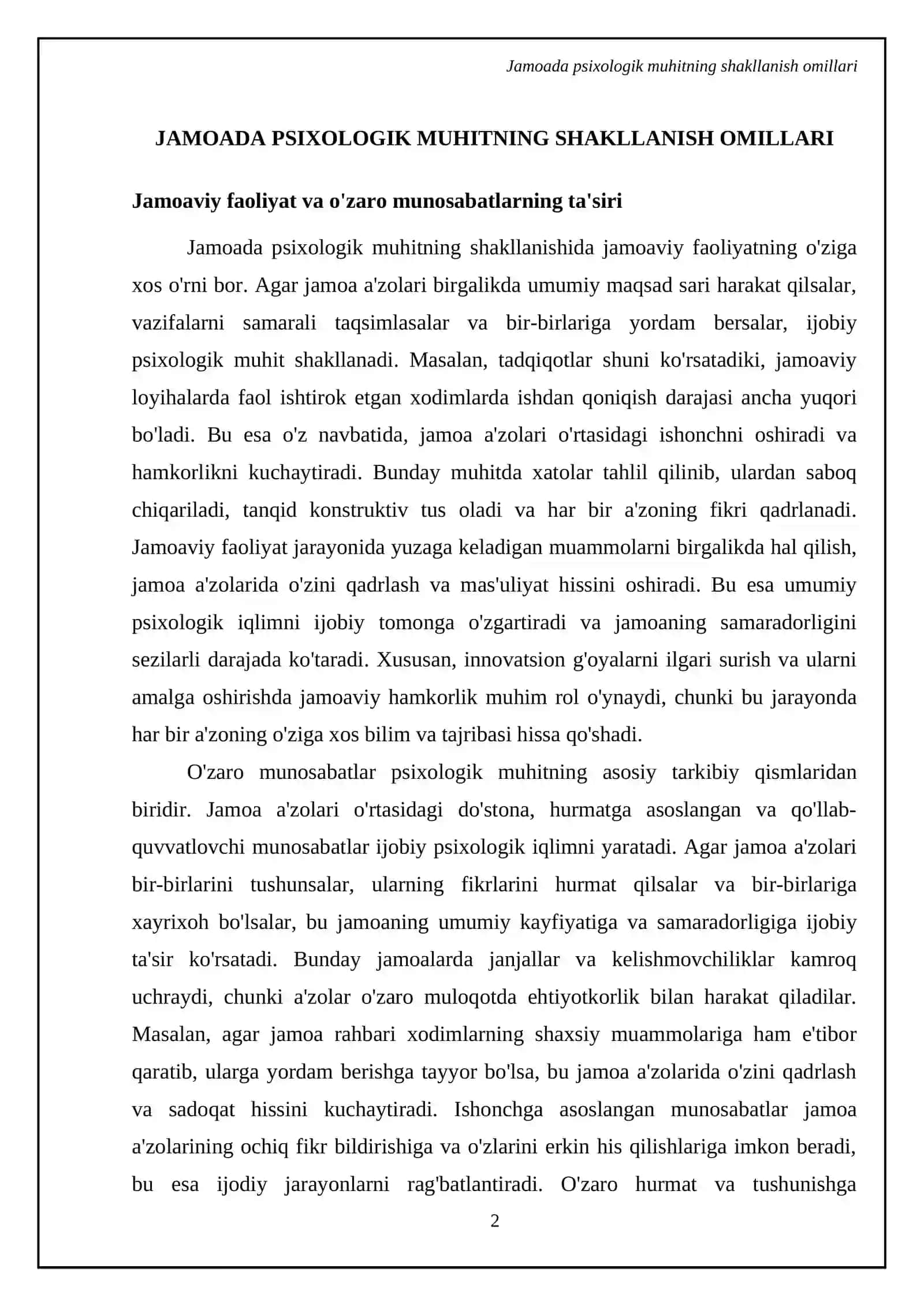 Jamoada psixologik muhit va uning samaradorlikka ta’siri 4