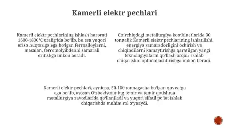 Po’lat va ferrosplav elektrometallurgiyasida elektr pechlar turlari 4