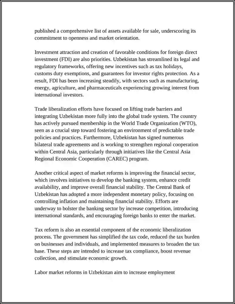 Economic liberalization and market reforms in New Uzbekistan 4