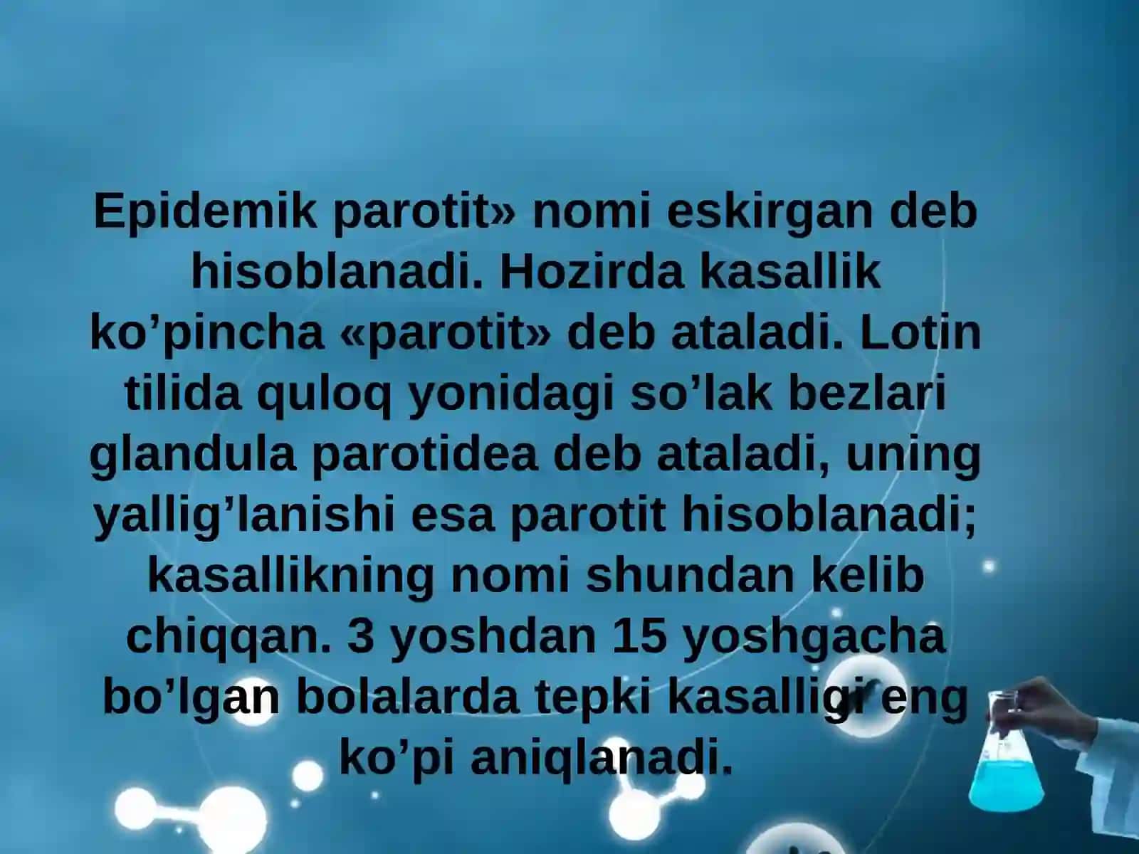 Tepki kasalligi (parotit)— alomatlari, tasnifi, tashxislash, davolash, oldini olish 4