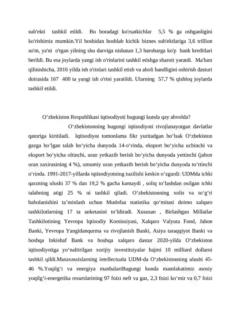 Mustaqillik yillarida Oʻzbekiston Respublikasi rivojlanishining makroiqtisodiy koʻrsatkichlar tahlili 4