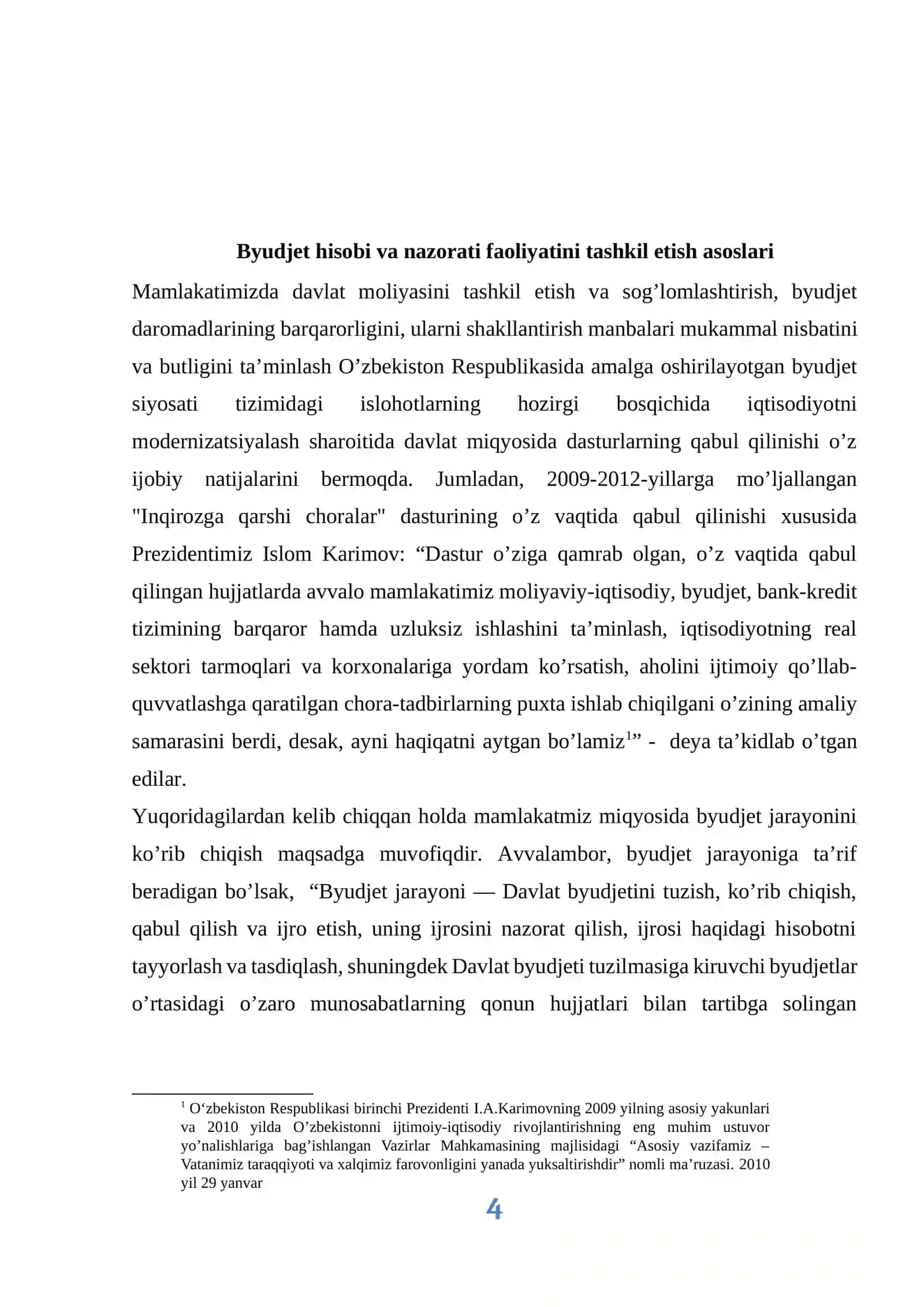Byudjet hisobi va nazorati faoliyatini tashkil etish amaliyot hisoboti. 4