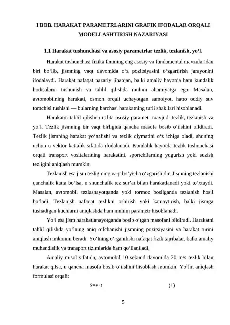 HARAKAT PARAMETRLARINI GRAFIK TARZDA MODELLASHTIRISH 4