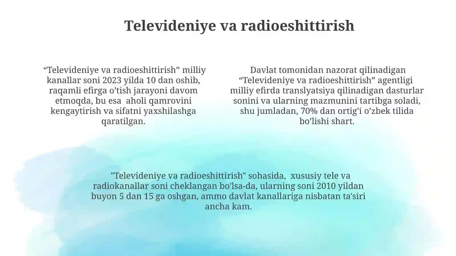 O‘zbekiston Respublikasida ommaviy axborot vositalarining faoliyati 4