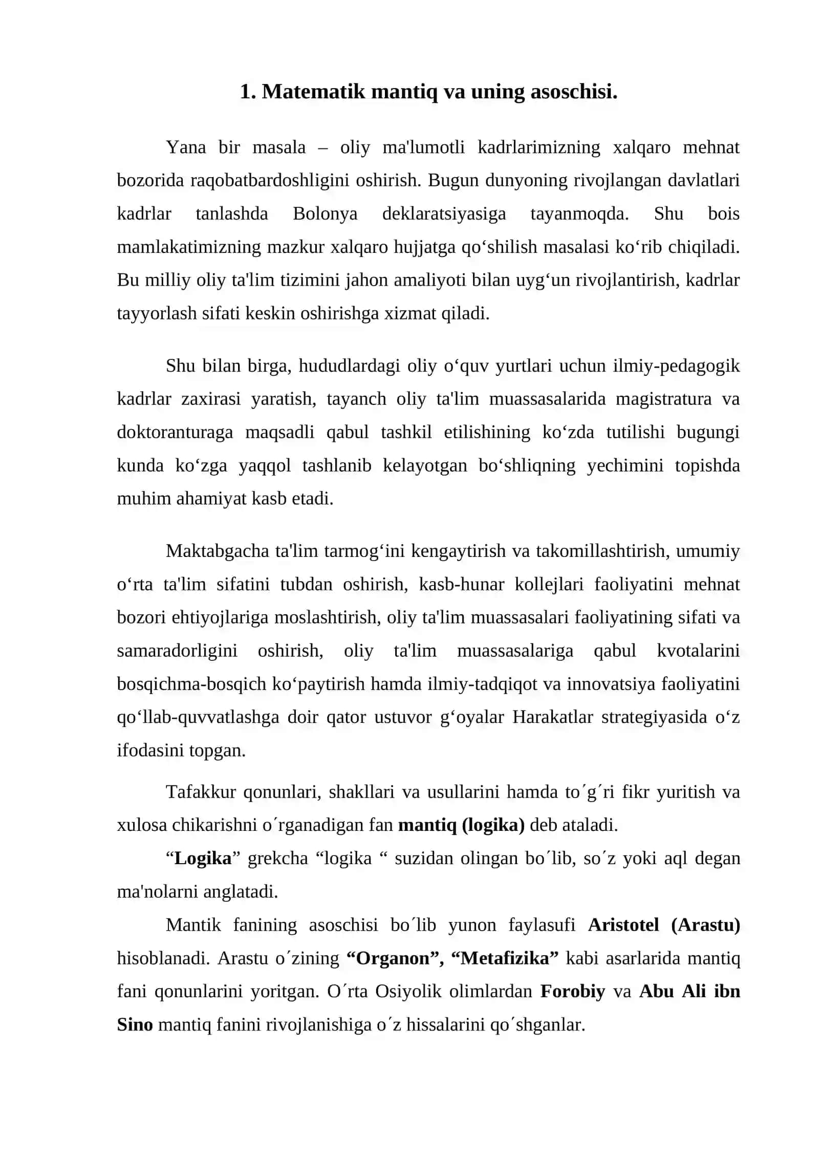 Matеmatik mantiq haqida tushuncha. Muloxazalar va ular ustida amallar 4