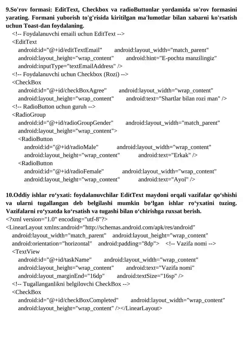 RecyclerView bilan dinamik ro'yxat 4