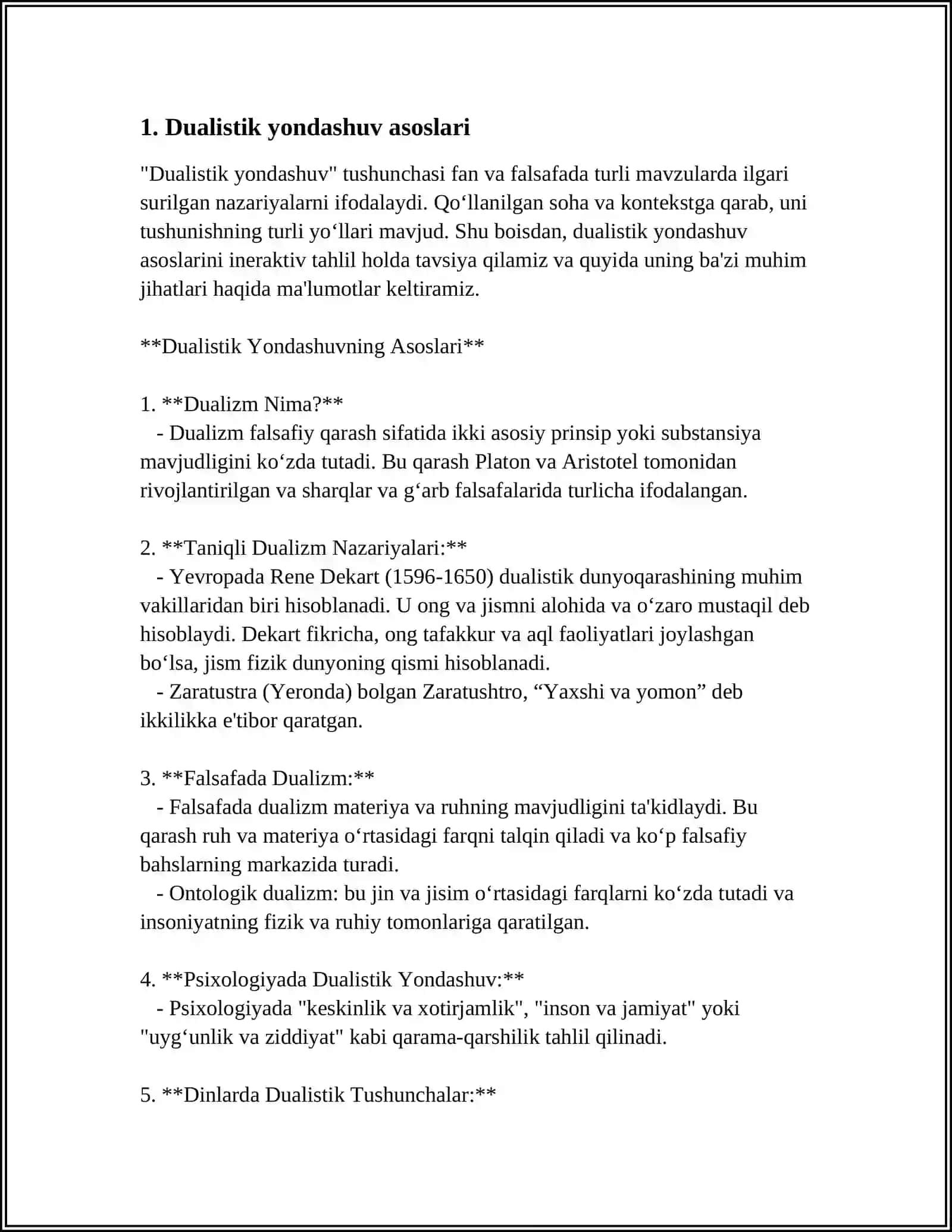 INSONNI TUSHUNISHGA DUALIZM VA MONIZM NUQTAI NAZARIDAN YONDASHUV 4