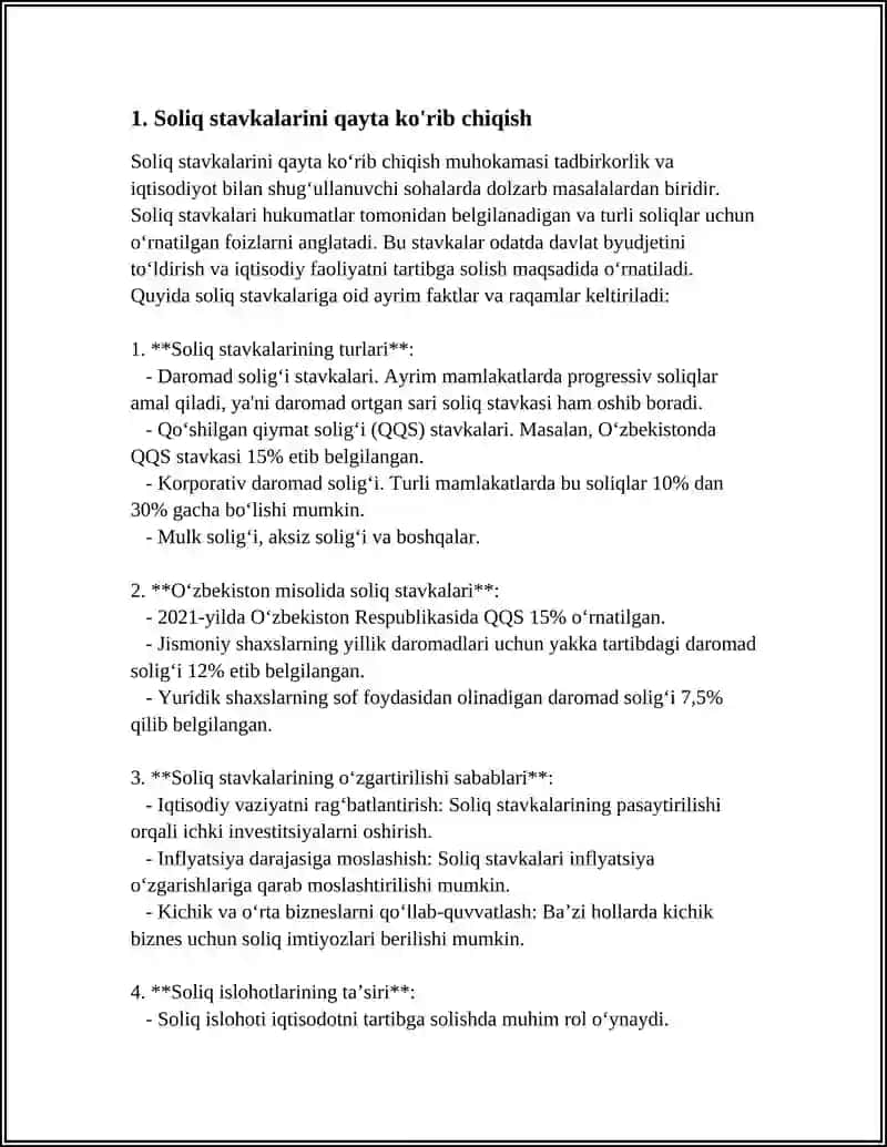 RESPUBLIKAMIZDA SOLIQ YUKINI YENGILLASHTIRISH BO'YICHA QANDAY ISHLAR AMALGA OSHIRILMOQDA? 4