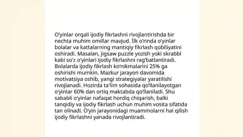 Ijodiy va qoidali oʻyinlarning mazmuni 4